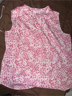 New York & Company Pink and White Floral Sleeveless Camisole